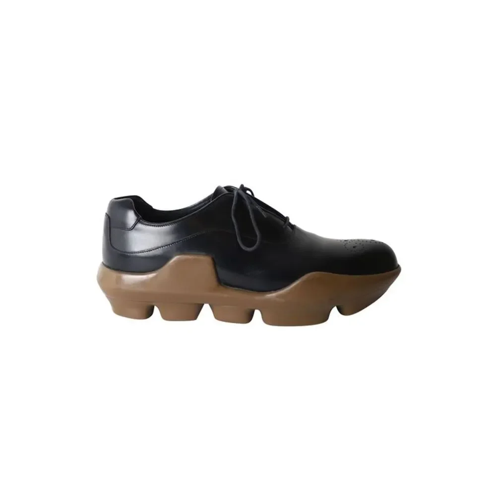 Prada Platform Brogues in Black Leather - Picture 1 of 10